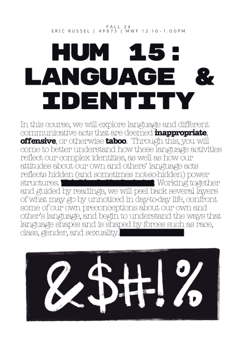 A flyer for HUM 015, the text of which is written above. It's made to look like text has been redacted.