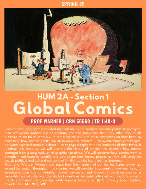 A flyuer for HUM 2A Global Comics, featuring a comic strip